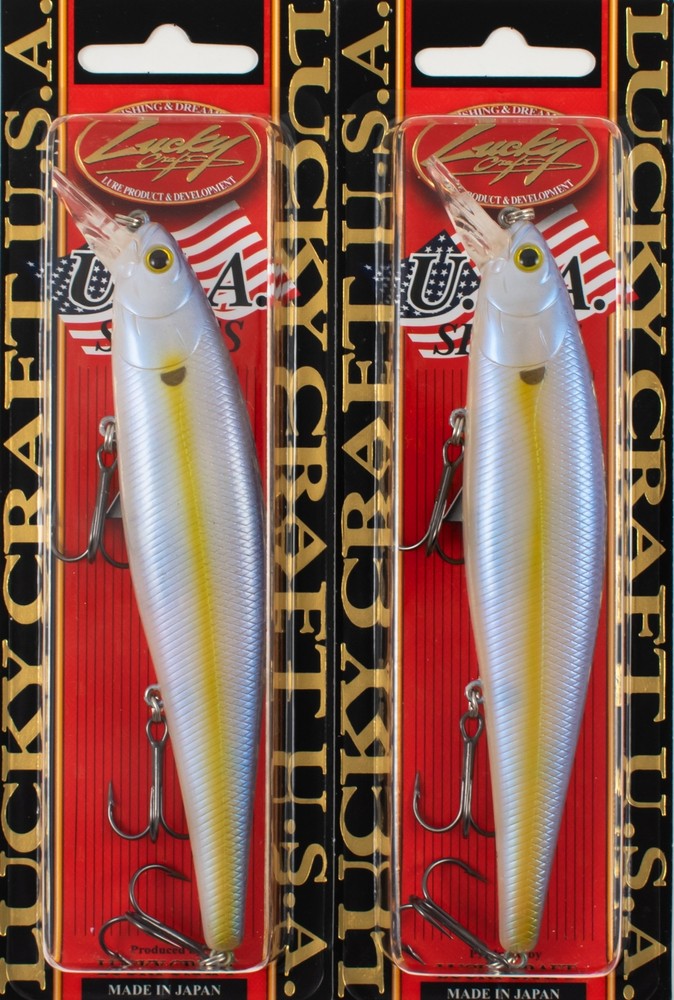 (LOT OF 2) LUCKY CRAFT POINTER 128SP 1OZ PT128SP-250 CHARTREUSE SHAD L8344