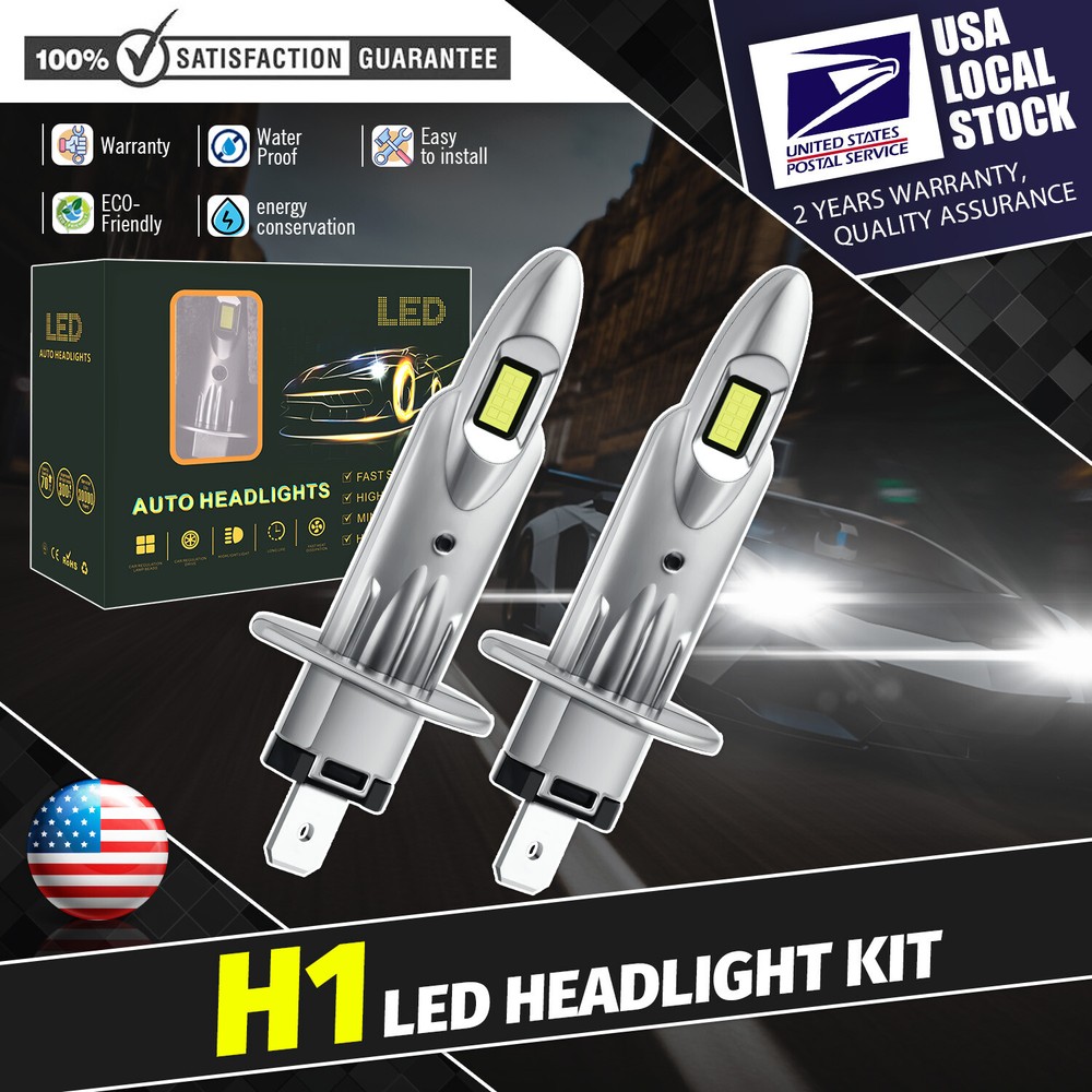 New 2pcs H1 LED Headlight Bulbs 36000LM 40W 6000K White High/Low Beam for Car