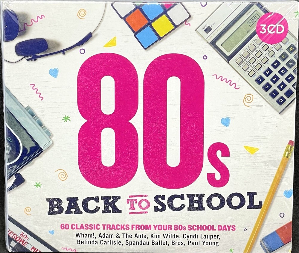80s BACK TO SCHOOL - VARIOUS ARTISTS, TRIPLE CD ALBUM, (2018) NEW / SEALED-image