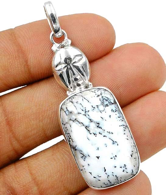 Natural Winter Dendrite Opal 925 Sterling Silver Pendant Jewelry @B16-1