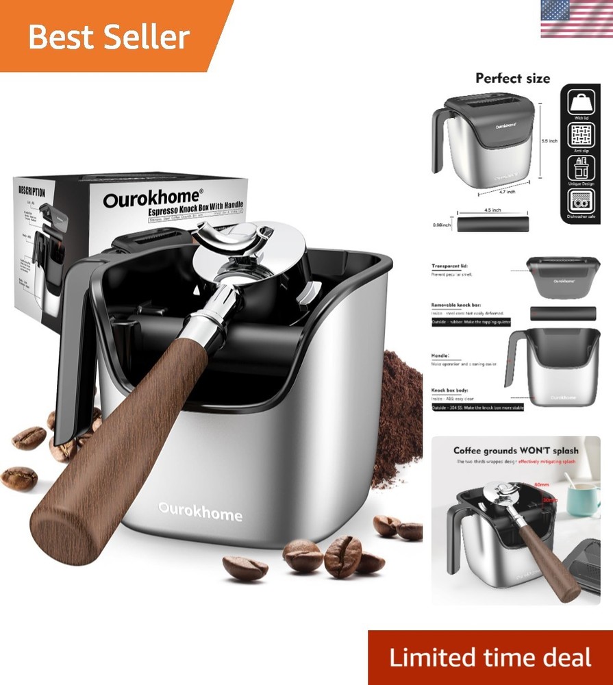 Compact Espresso Knock Box in Stainless Steel - Ideal for Coffee Fans, 4.8 Inch