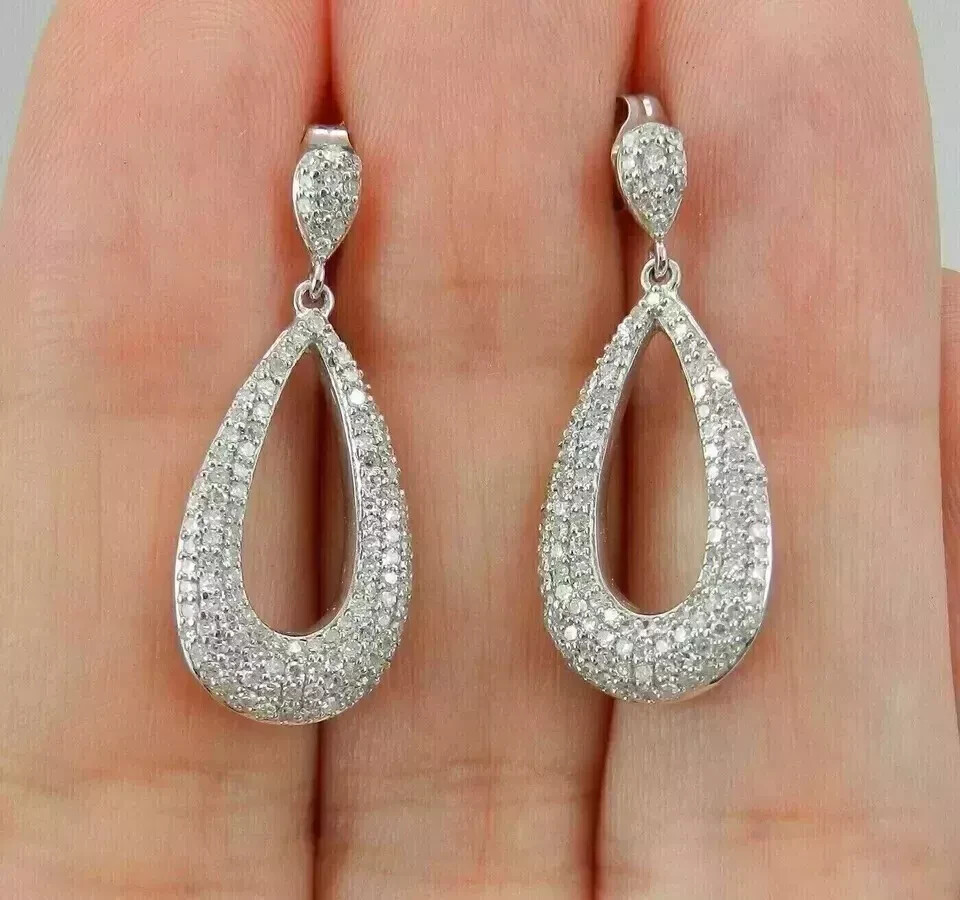 2.80Ct Cushion Cut Real Moissanite Prong Stud Earrings 14K White Gold Plated