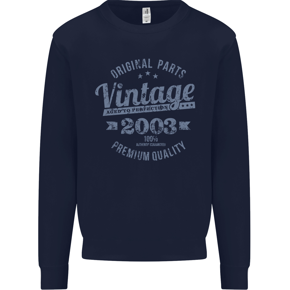 Vintage Year 22nd Birthday 2003 Mens Sweatshirt Jumper Navy Blue