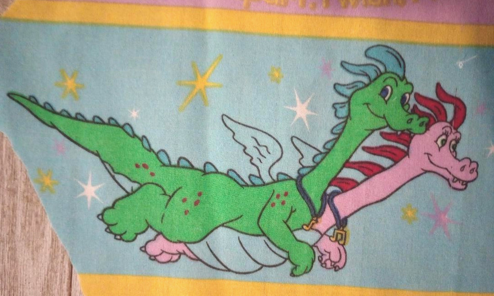 dragon tales zak wheezie fun fabric scrap character  blue 9.5 x 5 inch 1pc