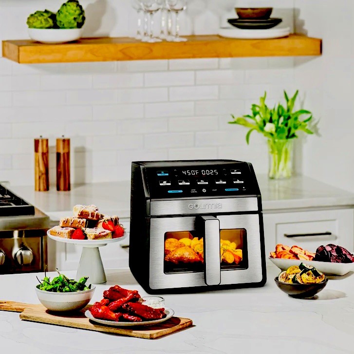 Gourmia 8 Quart Digital Electric Air Fryer 450F Guided Cooking Prompts