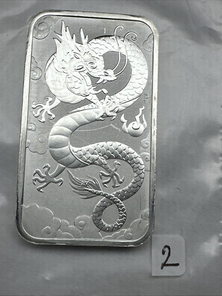 2019 Australia  Dragon bar  1 oz Silver 0.9999 $1 Perth Mint Bar