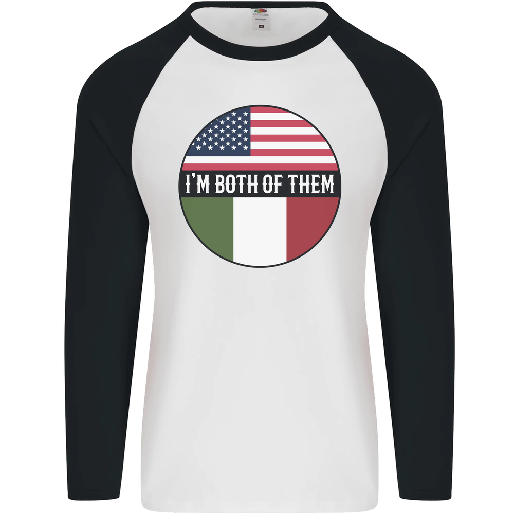 USA and Italian Heritage Italy American Flag Mens L/S Baseball T-Shirt