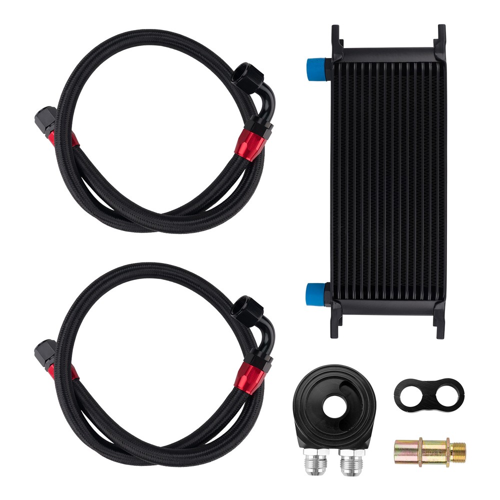 Universal 16-Row AN10 Aluminum Oil Cooler Kit with Filter Adapter