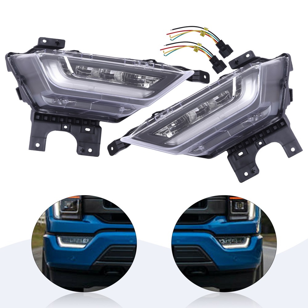 Full LED Fog Lights Left & Right Side w/ Wiring Harness For 2021-2022 Ford F-150