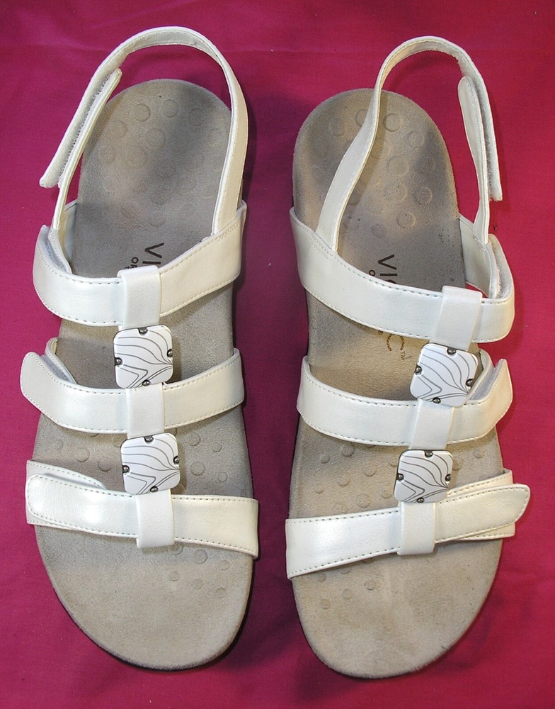 Women’s VIONIC Orthoheal White Snake Open Toe Sandals Size 10M – Lightly Worn
