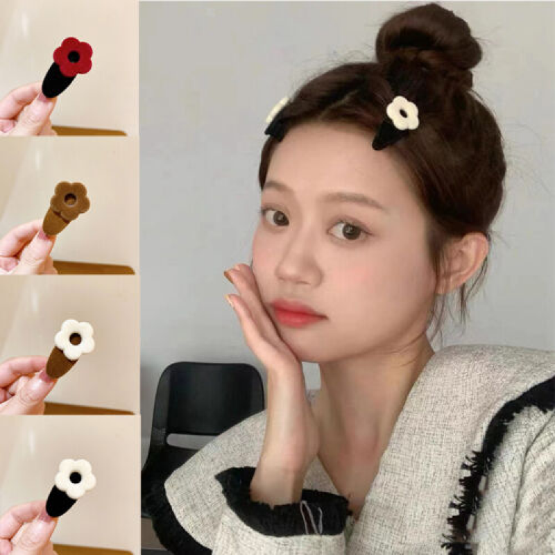 Womens Velvet Small Flower Hair Clip Hairpin Barrette Stick Bangs Side Bobby Pin