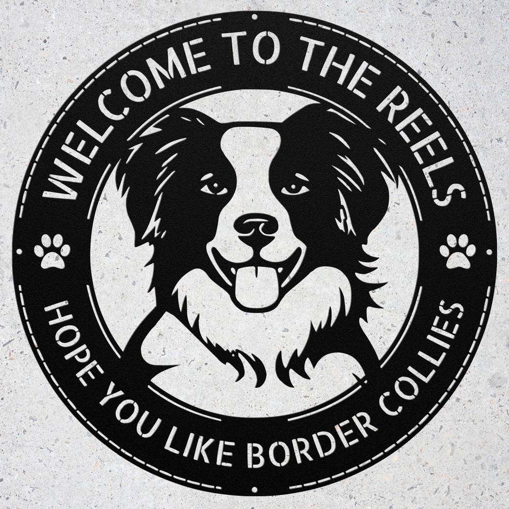 Personalized Border Collie Metal Sign Custom Family Name Welcome Home Decor Gift