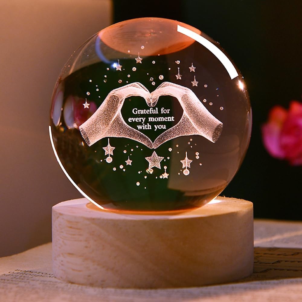 Heart Gift for Lovers Her Women 3D Crystal Ball Couple Gifts for Girls Valentine