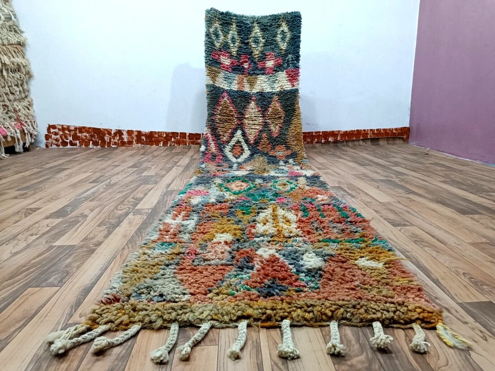 Handwoven Moroccan Runner Berber Wool Rug Color Multicolor Design Carpet Rug