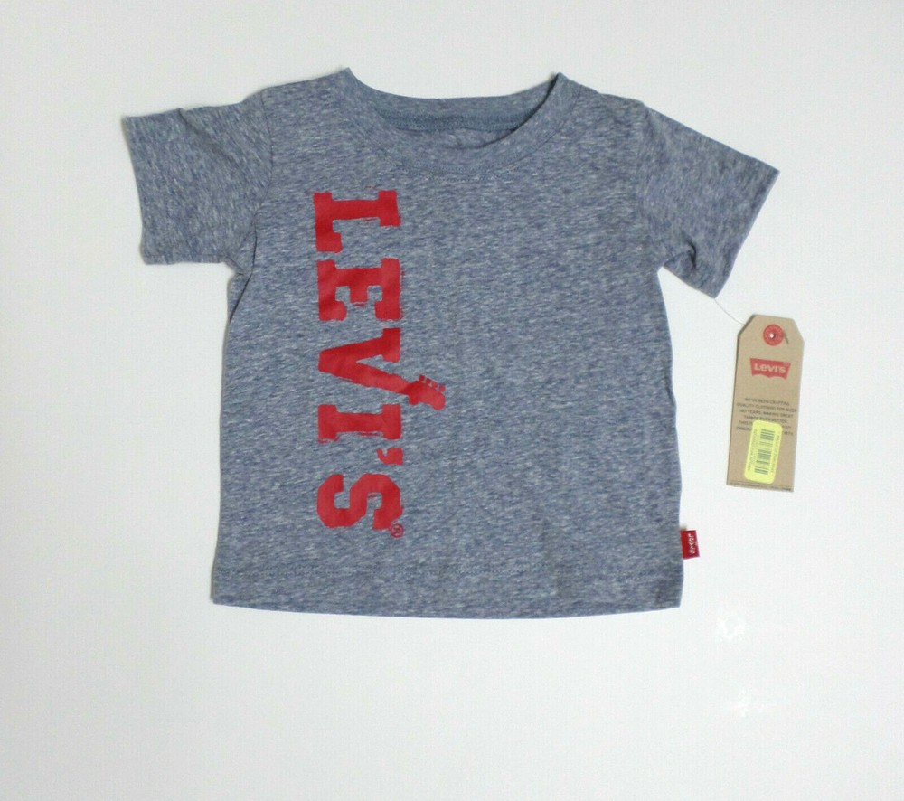 LEVI'S Baby Boy T-Shirt 12months Gray/Red Vertical Lettering 