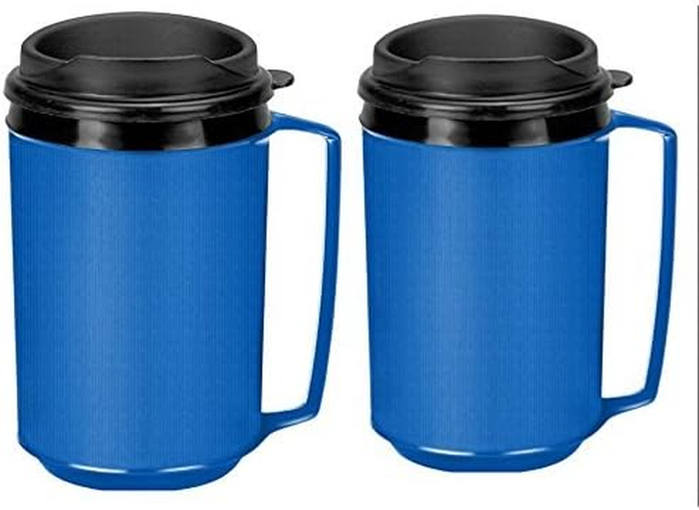 Two 12 Oz Insulated Coffee Mug like the Classic Aladdin Mugs by Thermo Serv Blue