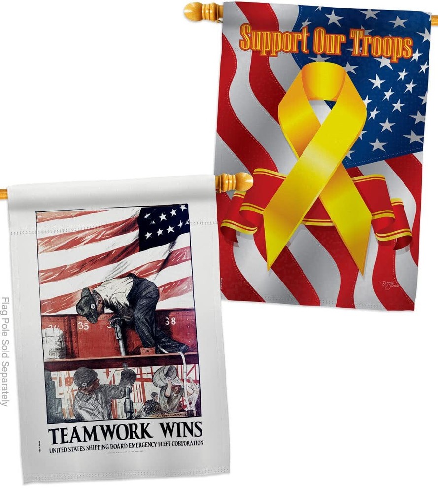 USBrotherhood Teamwork Wins House Flag Pack Armed Forces Navy USN Seabee Unit...
