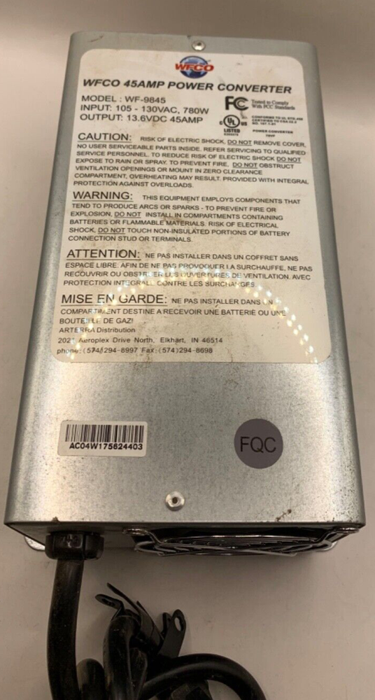 WFCO 45 Amp Power Converter WF-9845 FCC Compliant