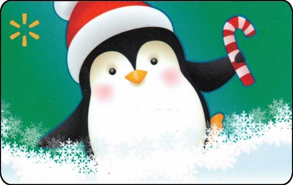 Gift Card: Walmart Christmas Penguin with Candy Cane (USA) (no value)-image
