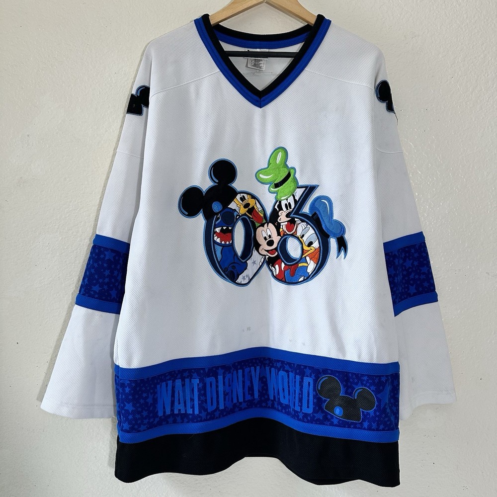 Vintage 2006 Disneyland Mickey Mouse Hockey Jersey Men Size L Walt Disney World