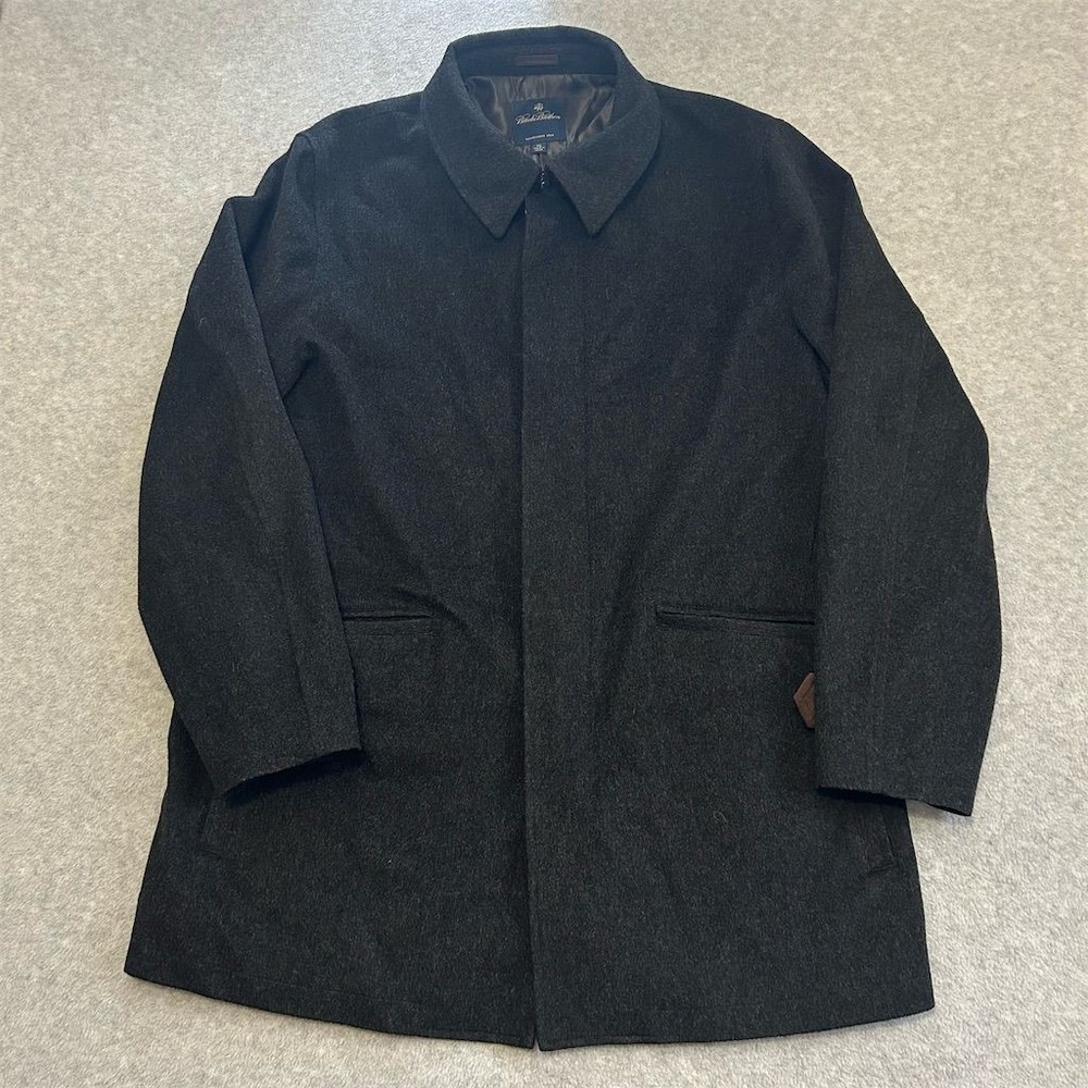 Brooks Brothers Coat Men's XL Gray Loro Piana Storm System Wool Overcoat Long