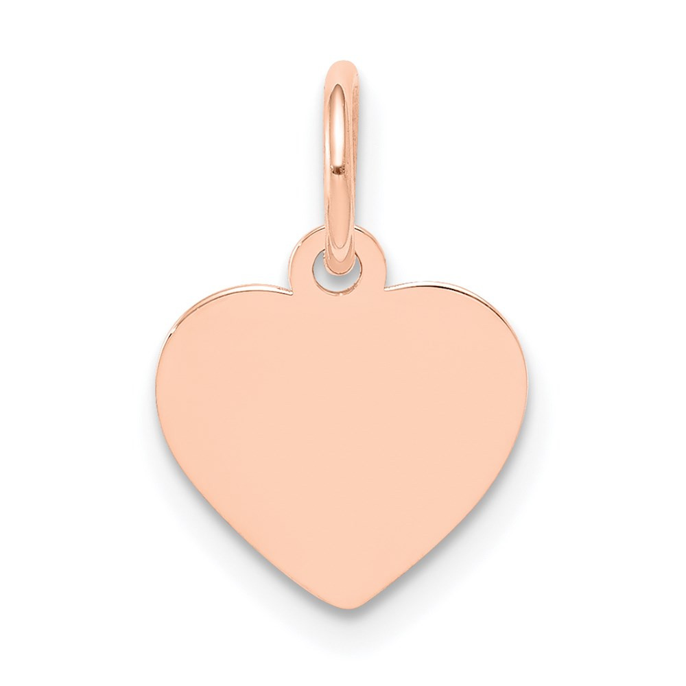 14k Rose Gold .011 Gauge Engraveable Heart Disc Charm Pendant 0.26gm L-14mm