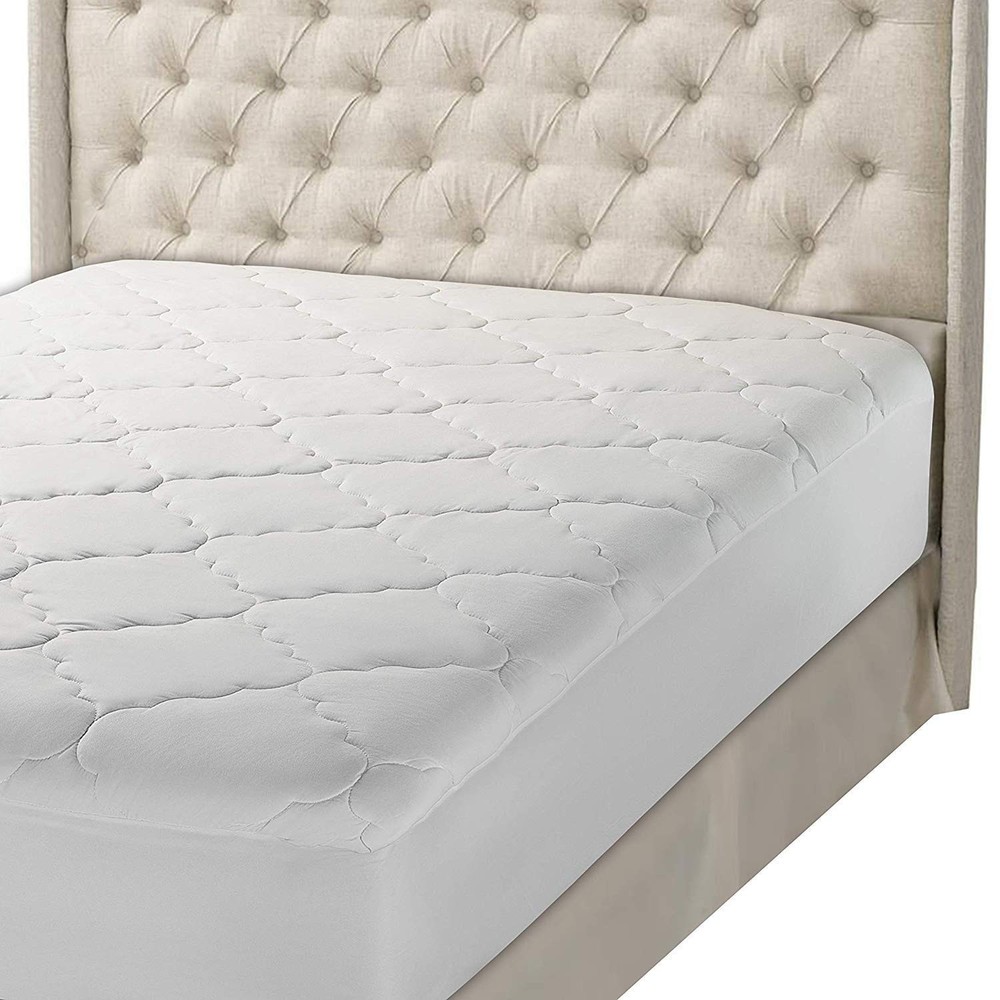 King Size Fitted Mattress Pad Soft Comfortable Elastic Stay-Put Design  