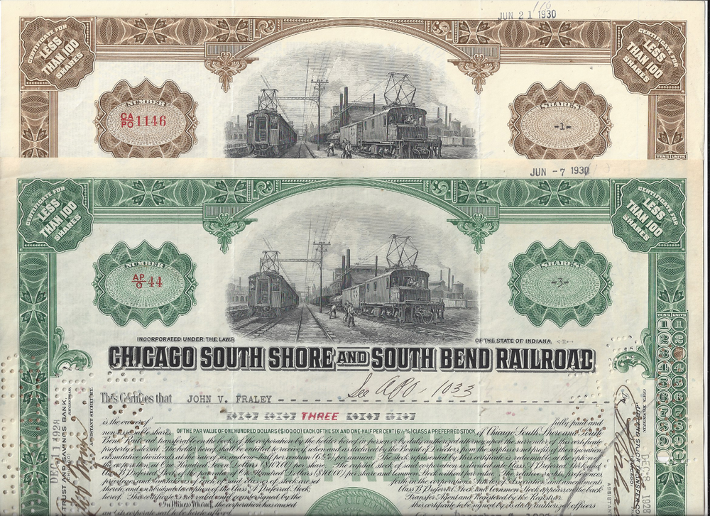 2 STKs Chicago South Shore & South Bend RR 1928-1930 Brown & Green Still Operational