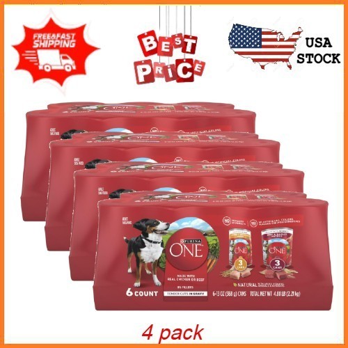 NEW 4 pack Purina ONE Tender Cuts in Gravy Chicken Beef Wet Dog Food 13 oz