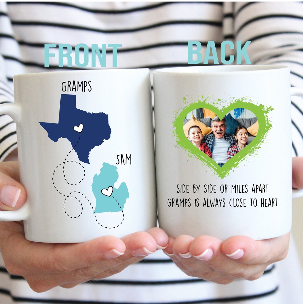 Personalized Gift For Gramps Gramps Forever Never Apart State To State Mug Long