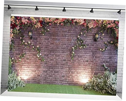 Spring Flowers Brick Wall Photography Background Garden Floral Wedding 7x5FT