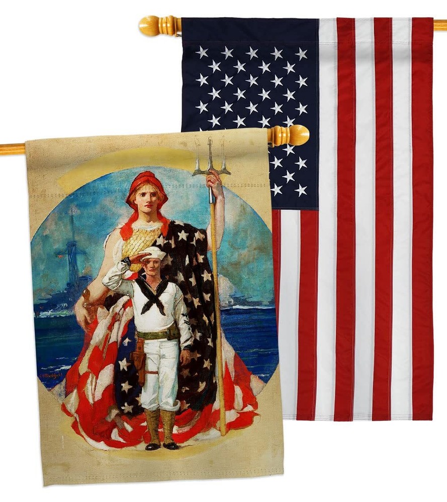 USBrotherhood Navy Wartime House Flag Pack Armed Forces USN Seabee United Sta...