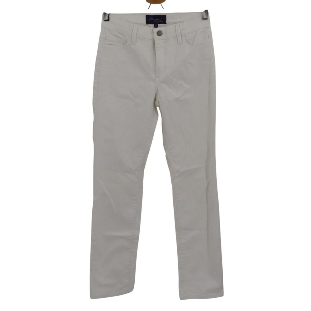 NYDJ Marilyn Straight Jeans in White with Studded Pockets 55244T776