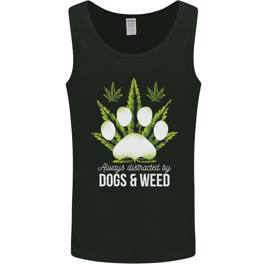 Distracted by Dogs and Weed Funny Mens Vest Tank Top