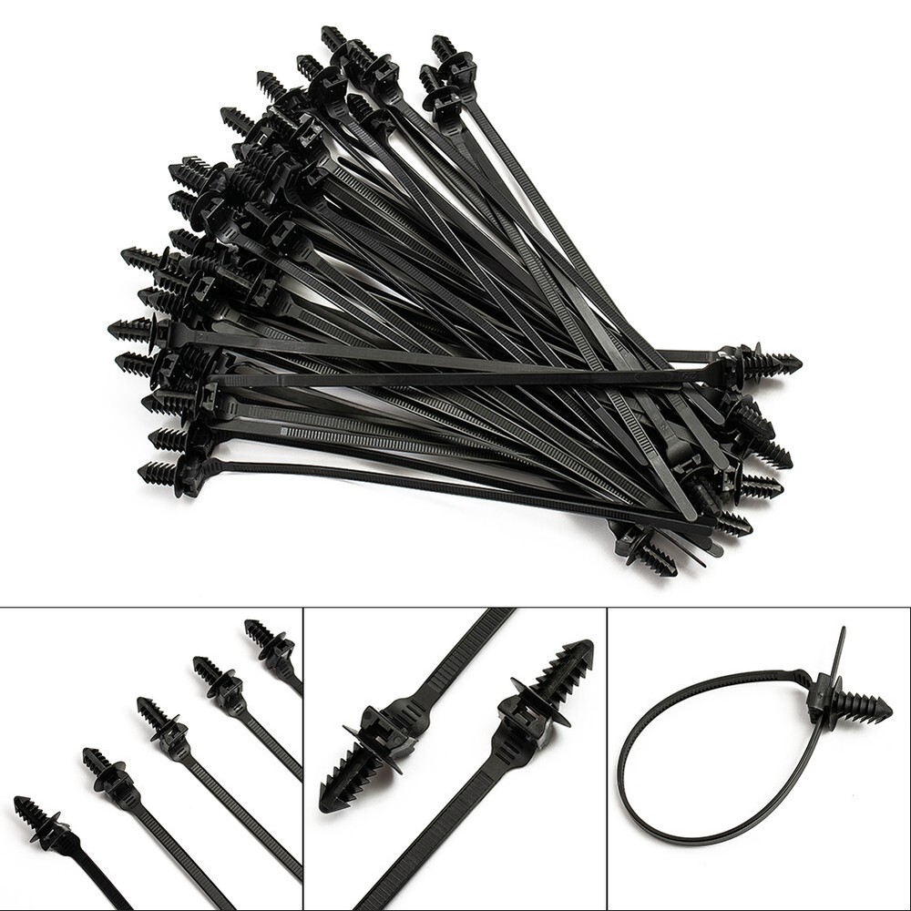 Cable Ties Push Clips Released Zip Straps Wire Accessories Black Car New