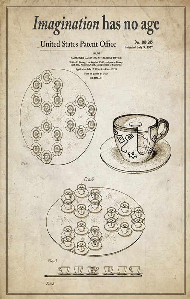 Disneyland Tea Cup Ride Poster Print 13x19 Matte Finish Art