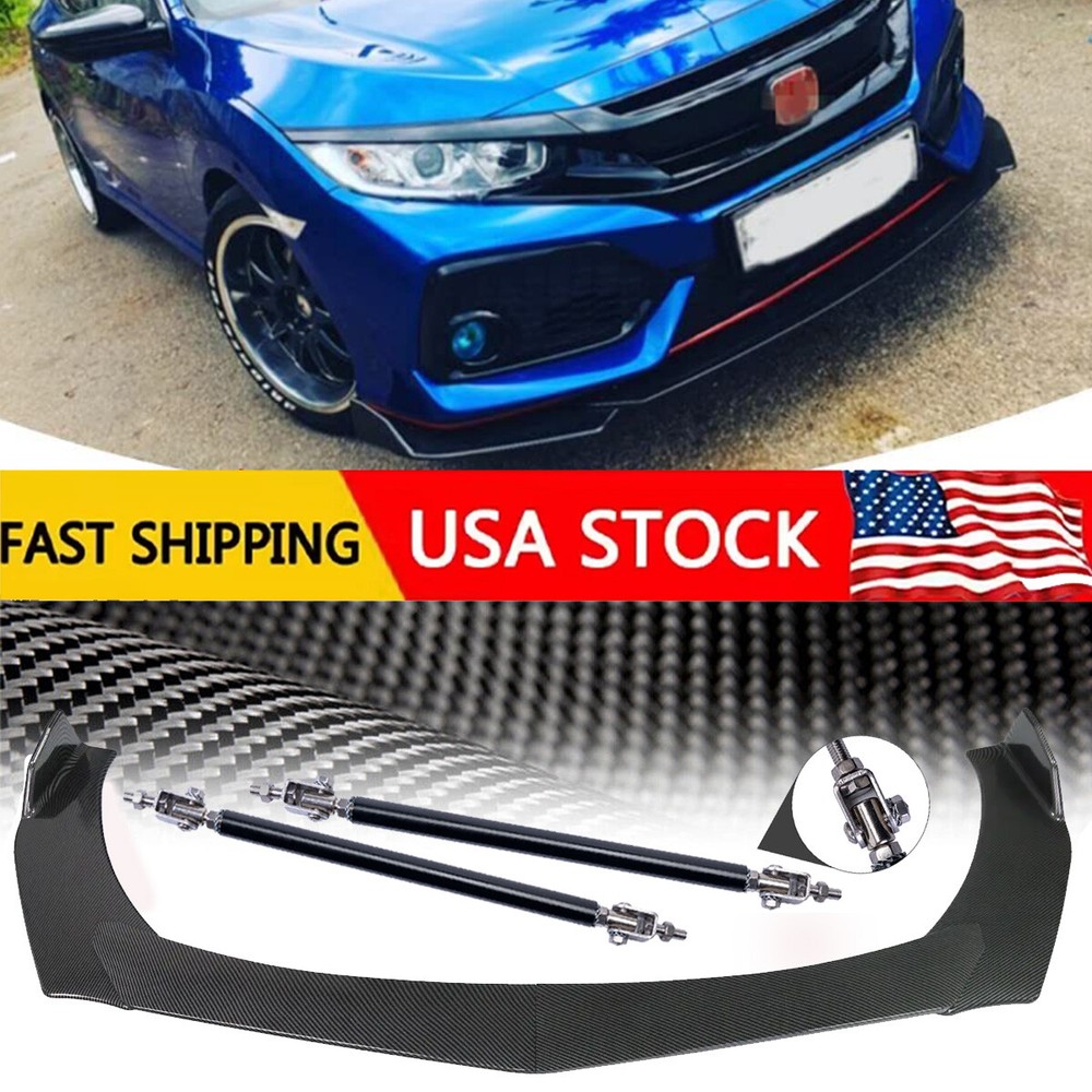 Front Lip Bumper Body Kits Splitter+Spoiler Carbon Fiber For Honda Civic Sedan