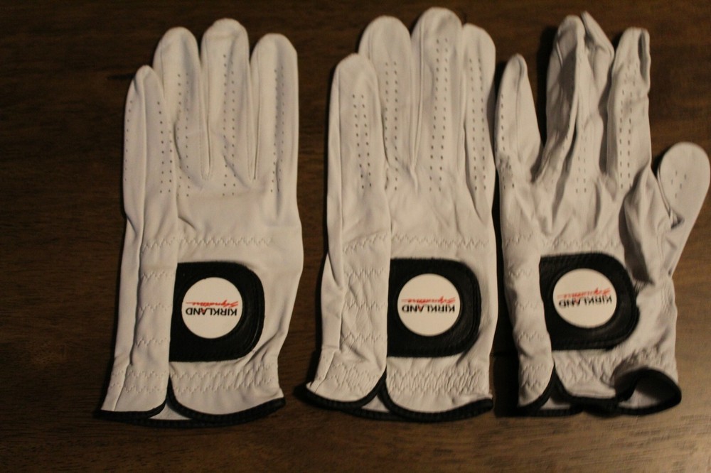 Kirkland Signature Men's Golf Gloves Premium Cabretta Soft Leather 3 Pack Small