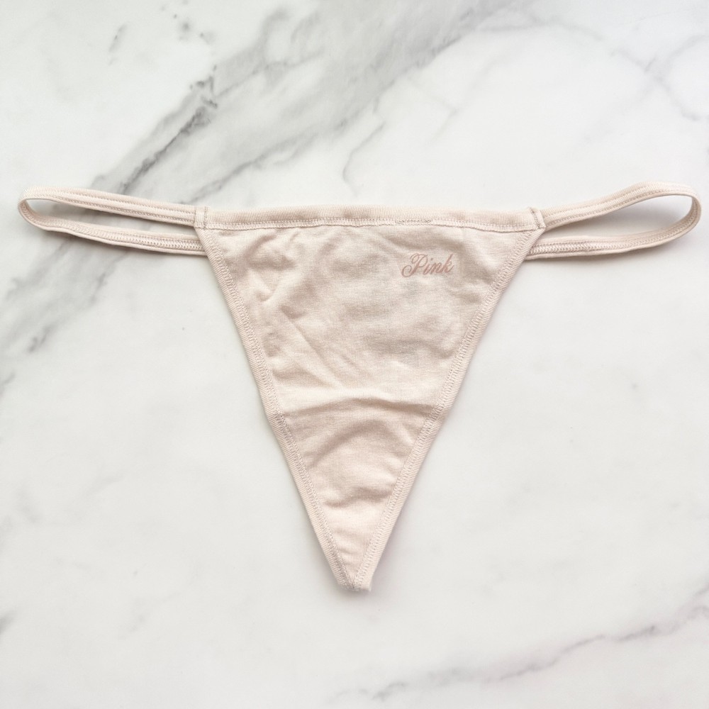 PINK Victoria's Secret Cotton Smooth V-String Panty Marzipan Size S/M/L/XL