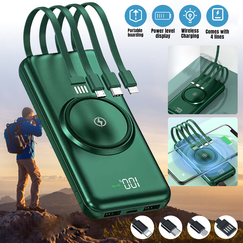 900000mAh Wireless Power Bank 2 USB Portable Super Fast Charger External Battery