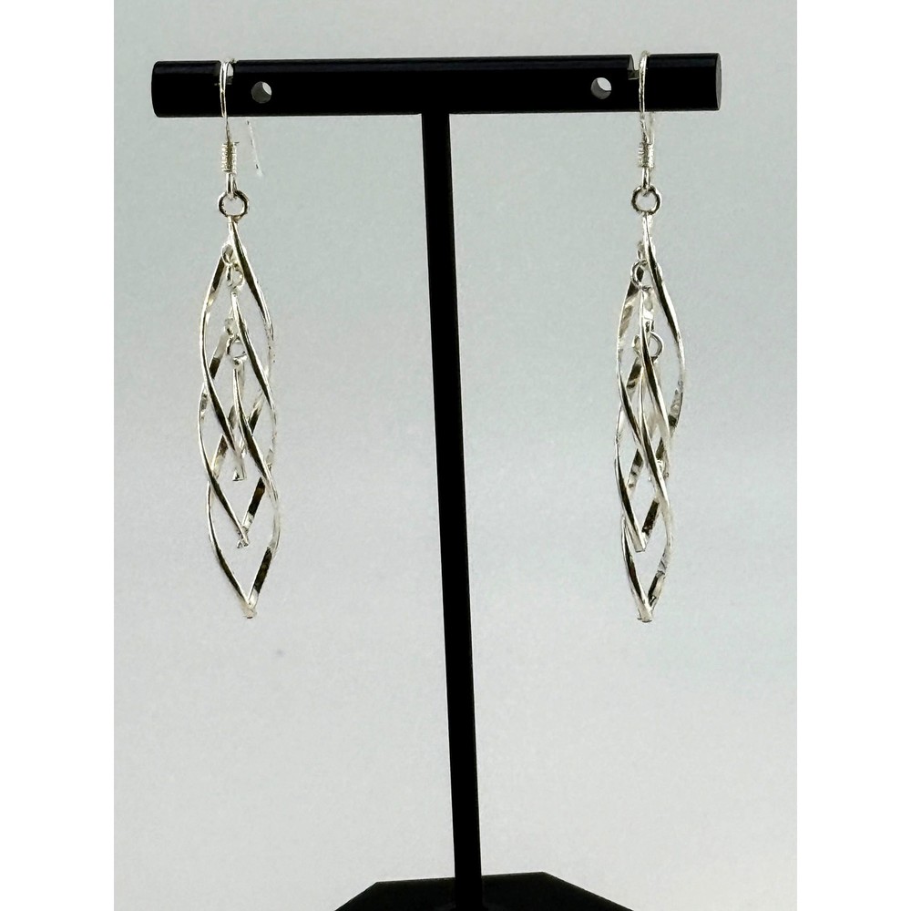 IBB TU 925 Sterling Silver Elegant Swirl Drop Earrings  