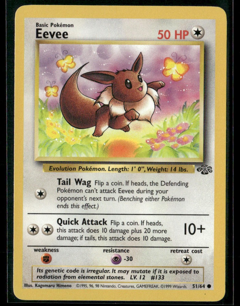 1999 Eevee Pokémon Card 51/64 First Edition WOTC