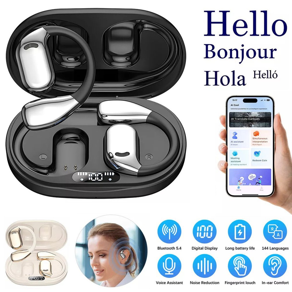 Translator Earbuds  144 Languages Two Way Real Time Bluetooth Online Translation