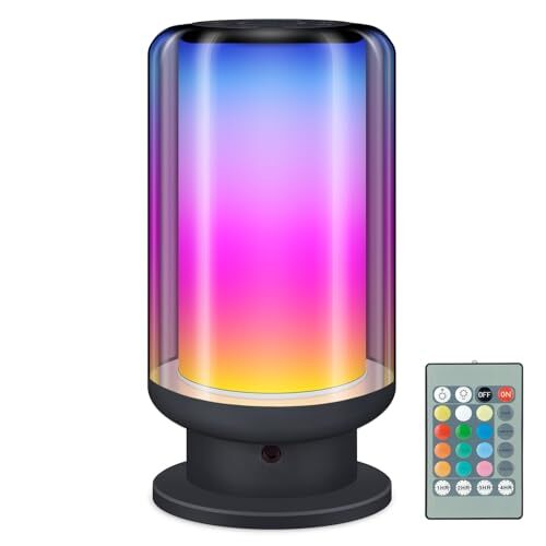 Color Changing LED Table Lamp with Remote Dimmable Bedside Light Black 1pk
