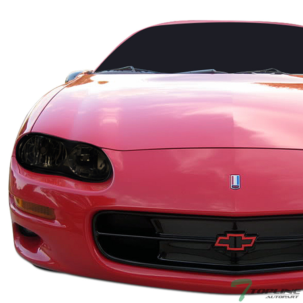 Topline For 1998-2002 Chevy Camaro Smoke Housing Crystal Headlights Lamp Pair Nb