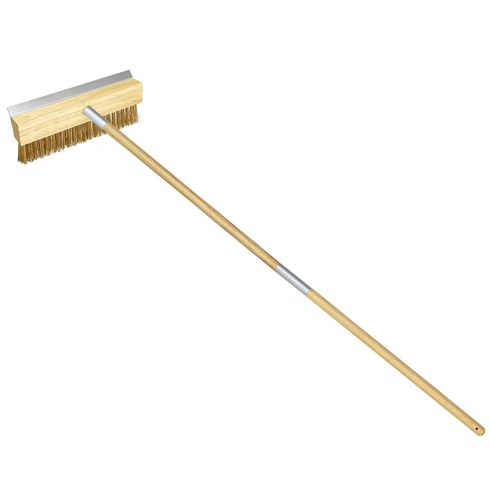 LRUI Pizza Oven Brush with Scraper,41-Inch Long Wood Handle Brass Bristles,Ou...