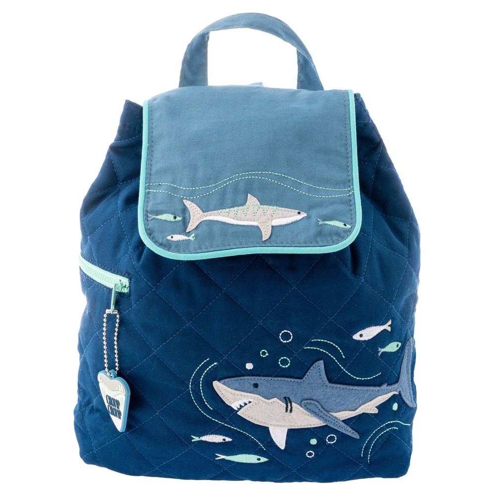 Toddler Navy Shark Quilted Backpack for School Unisex One Size-image