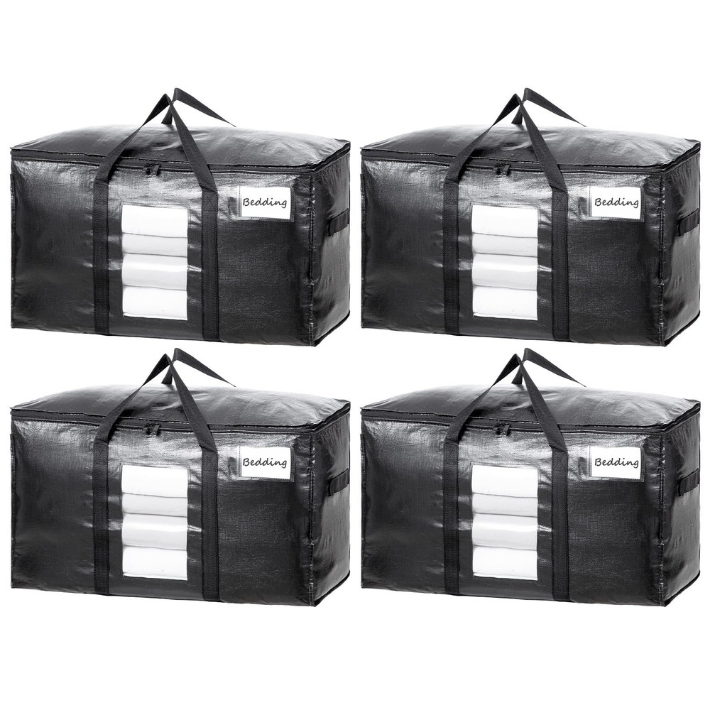 Extra Large Heavy Duty Moving Storage Bags 4 Pack Black