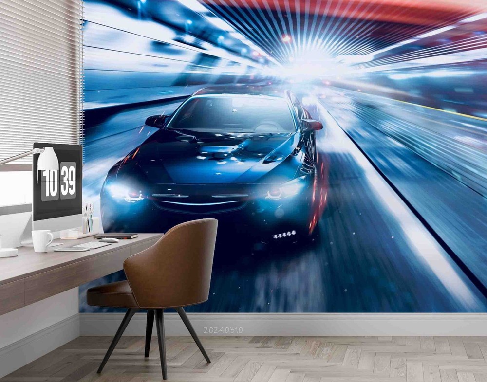 3D Sports Car Beam Light Wall Murals Wallpaper Murals Wall Sticker 8