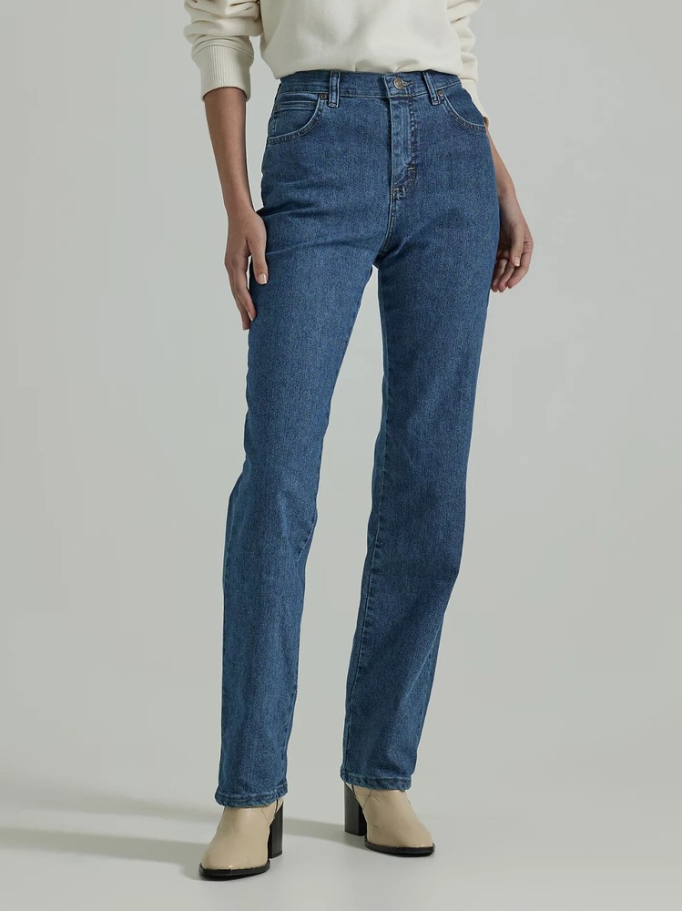 Lee Women’s Original Relaxed Fit Straight Leg Jean- Premium Stone